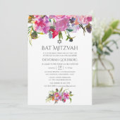 Vintage bloemenschildering Bat Mitzvah Kaart (Staand voorkant)