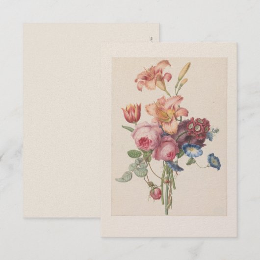 Vintage bloemenschildering Nederlands fijnkunst wa Bedankkaart (Voorkant / Achterkant)