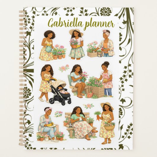 Vintage bloemenschildering tuinierder enthousiaste planner (Voorkant)