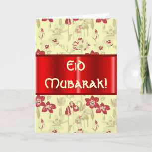 Vintage bloemensits Eid Mubarak Feestdagen Kaart