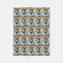 vintage bloemenvase boeket Monet beroemde kunstena Fleece Deken