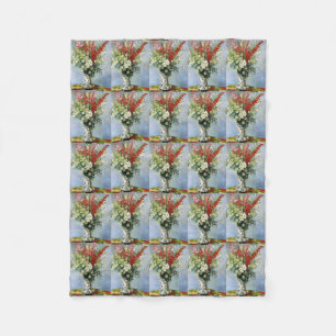 vintage bloemenvase boeket Monet beroemde kunstena Fleece Deken