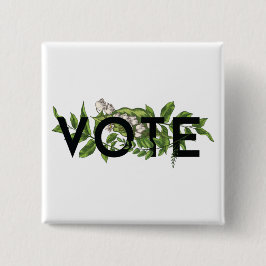 Vintage Bloemenweelde Elegant Vrouwelijk Ga Stemme Vierkante Button 5,1 Cm