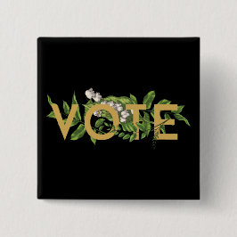 Vintage Bloemenweelde Elegant Vrouwelijk Ga Stemme Vierkante Button 5,1 Cm