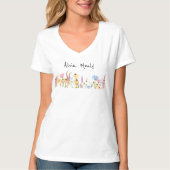 Vintage Bloemenweide Bloemenkrotop T-shirt (Voorkant)