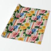 Vintage bloemgestreepte cadeaupapier (Uitgerold)