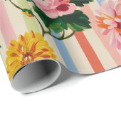 Vintage bloemgestreepte cadeaupapier (Rol Hoek)