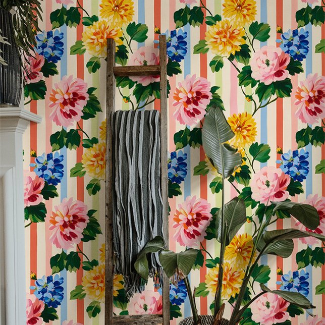 Vintage bloemgestreepte | Tuinpatroon Behang (Creator heeft geüpload)