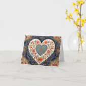 Vintage Bloemhart Valentijnsdag Kaart (Gele Bloem)