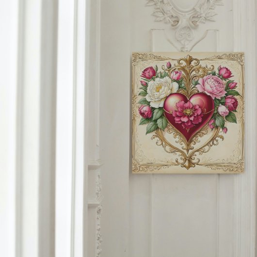 Vintage Bloemhart voor Liefde 💗 Perfect Poster