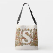 Vintage Bloemige Aangepaste Initiaal | Boho Wild Crossbody Tas (Achterkant)