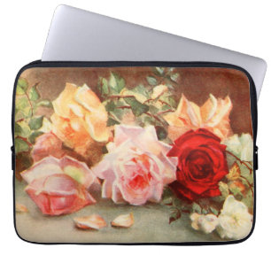 Vintage bloemige antieke rozen bloemen stilleven k laptop sleeve