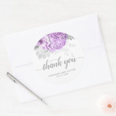 Vintage bloemige babyshower lavendel bedankje ronde sticker (Envelop)