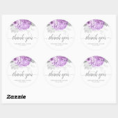 Vintage bloemige babyshower lavendel bedankje ronde sticker (Vel)