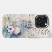 Vintage Bloemige Bessen Varens Monogram Naam iPhone Hoesje (Achterkant horizontaal)