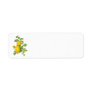 Vintage bloemige bloemen, gele rozen door Redoute Etiket