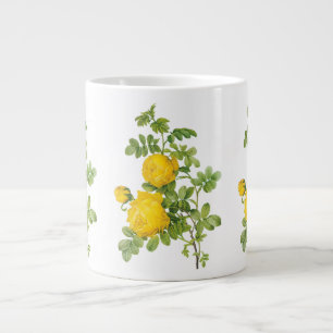 Vintage bloemige bloemen, gele rozen door Redoute Grote Koffiekop