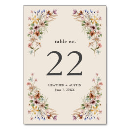 Vintage Bloemige Boho Tafel Nummers Kaart