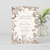 Vintage bloemige botanische afstuderen kaart (Staand voorkant)