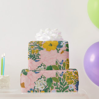 Vintage bloemige botanische gele witte aquarel  cadeaupapier
