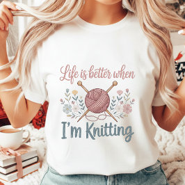 Vintage Bloemige Breiliefhebber Dames T-shirt