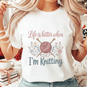 Vintage Bloemige Breiliefhebber Dames T-shirt