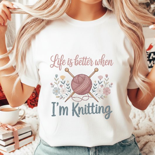 Vintage Bloemige Breiliefhebber Dames T-shirt