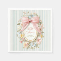 Vintage bloemige cottagecore roze strik babyshower