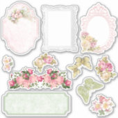 Vintage bloemige ephemera scrapbooking stickerblad sticker (Voorkant)