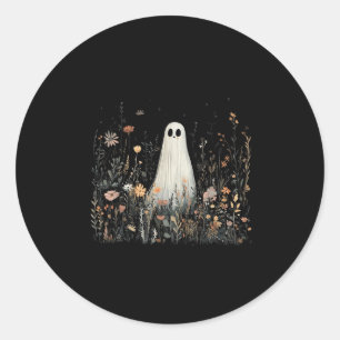 Vintage Bloemige Geest Halloween Geest In Het Bos Ronde Sticker