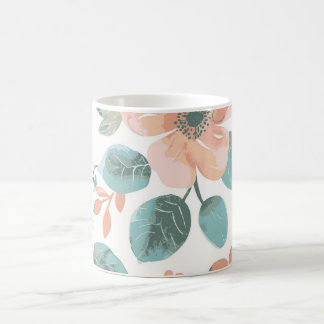 Vintage bloemige koffiemok | Perzik en mint botani
