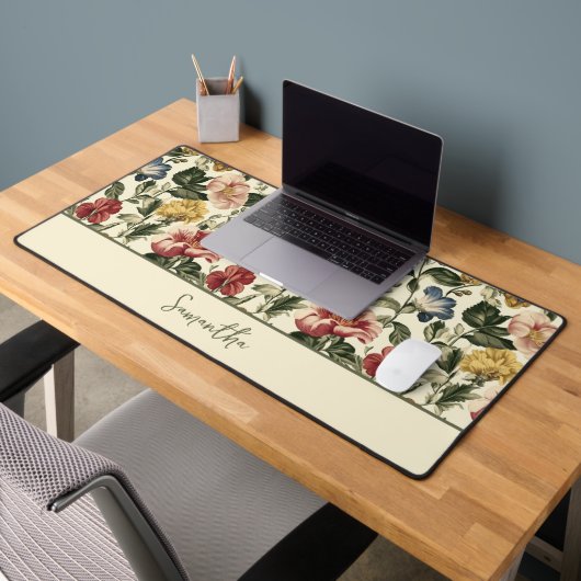 Vintage Bloemige Monogram Bureaumat (Kantoor 2)