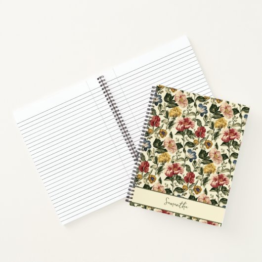 Vintage Bloemige Monogram Notitieboek (Binnen)