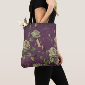 Vintage bloemige monogram  tote bag (Dichtbij)