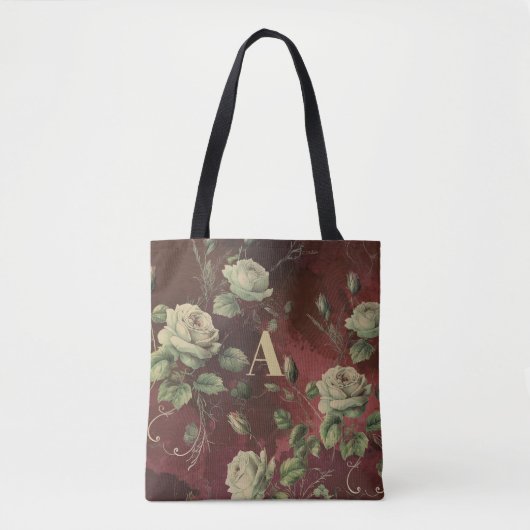 Vintage bloemige monogram tote bag (Voorkant)