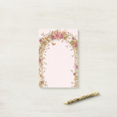 Vintage Bloemige Romantische Roze Botanische Post-it® Notes (Op bureau)