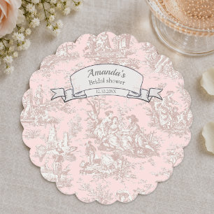 Vintage bloemige roze gouden toile de jouy douche kartonnen onderzetters