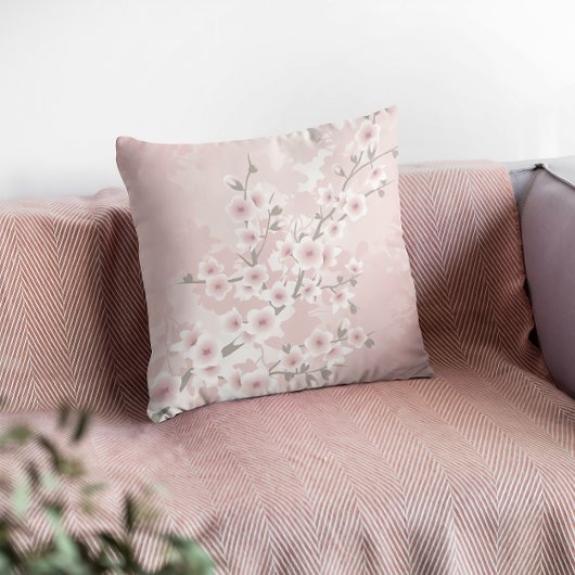Vintage bloemige roze rood | Kersenbloesem Kussen