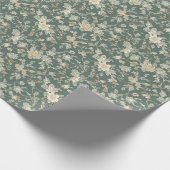 Vintage Bloemige Saliegroen Cadeauverpakking Cadeaupapier (Hoek)