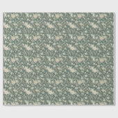 Vintage Bloemige Saliegroene Cadeaupapier (Vlak)