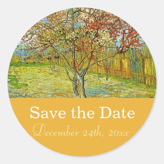 Vintage bloemige save the date bruiloft ronde sticker (Voorkant)