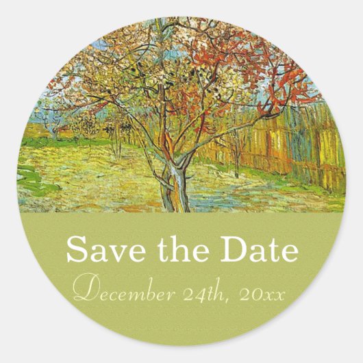 Vintage bloemige save the date bruiloft ronde sticker (Voorkant)