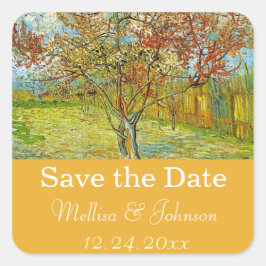 Vintage bloemige save the date bruiloft vierkante sticker