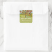 Vintage bloemige save the date bruiloft vierkante sticker (Tas)