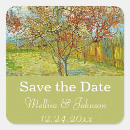 Vintage bloemige save the date bruiloft vierkante sticker