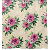 Vintage Bloemige Shabby Chic Douchegordijn (Voorkant)