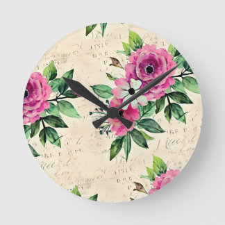 Vintage Bloemige Shabby Chic Ronde Klok