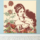 Vintage Bloemige Vrouw Canvas Afdruk (Insitu (Houten vloer))