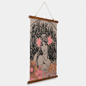 Vintage Bloemige Vrouw Hangend Wandkleed (Gebogen)