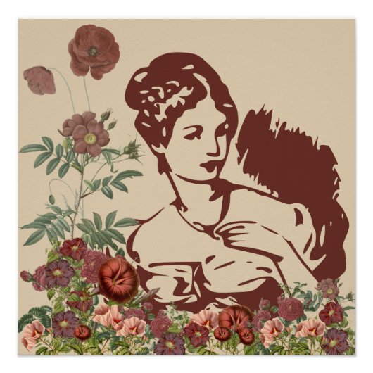 Vintage Bloemige Vrouw Perfect Poster (Voorkant)